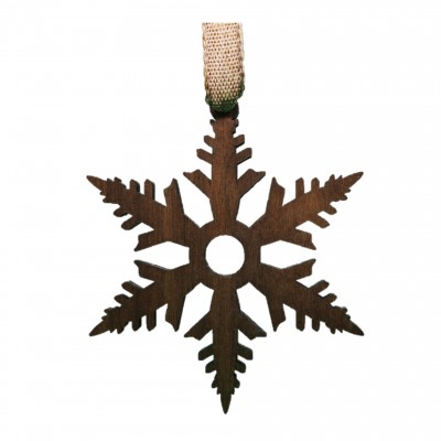 Snowflake Landscape Style Ornament  - Black Walnut Wood - 77x88x6mm - Made in Quebec